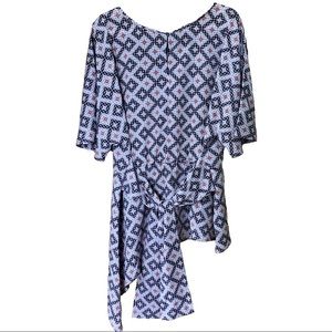 DRESSY MARK pattern top with tie (XL)